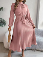 Isabella | Long-Sleeve Belted Waist Midi Dress 7