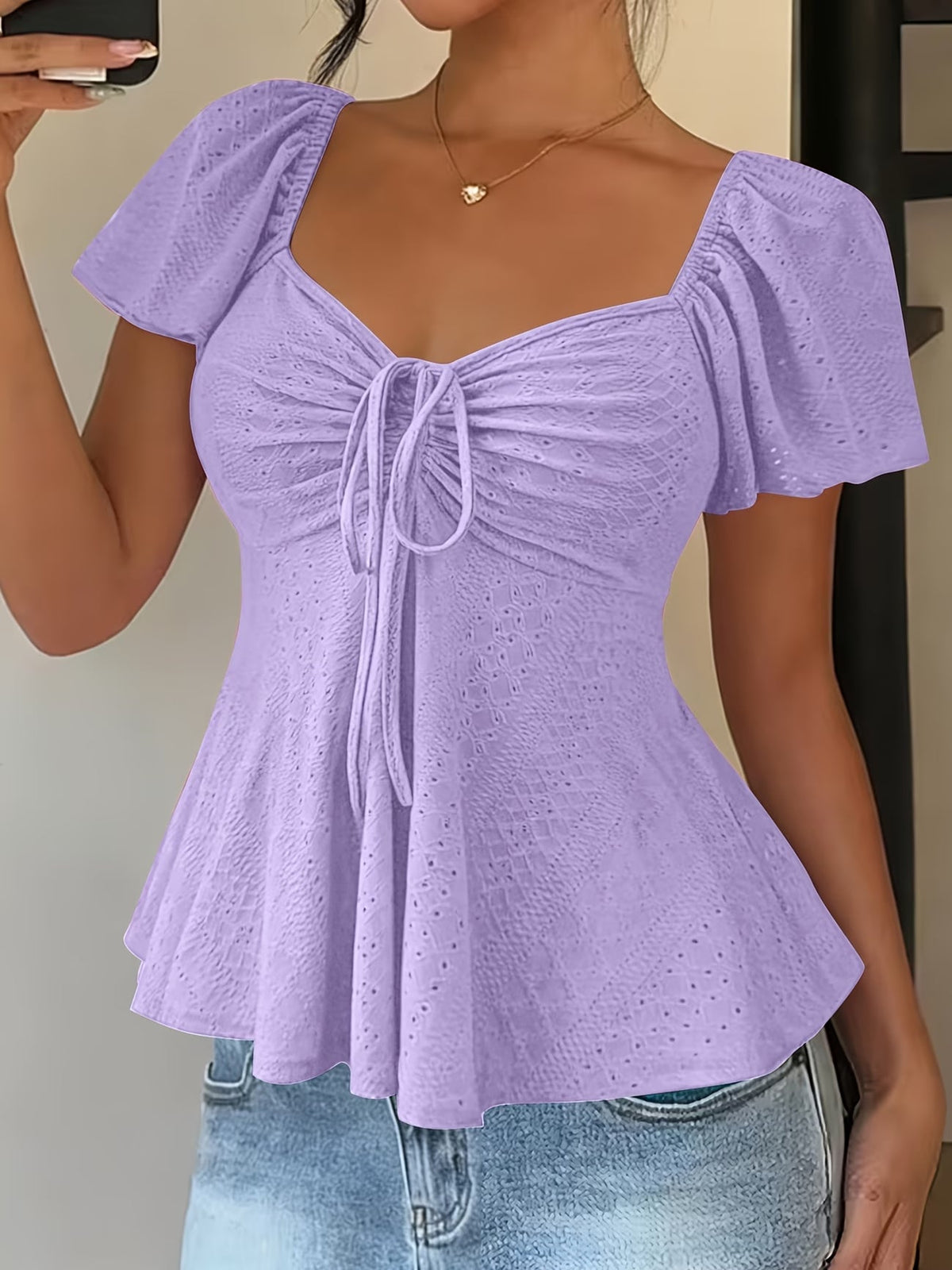 Mariah | Breathable V-Neck Drawstring Top 4