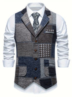 Benedict | Patchwork Vest with Herringbone Pattern 3