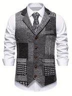 Benedict | Patchwork Vest with Herringbone Pattern 2