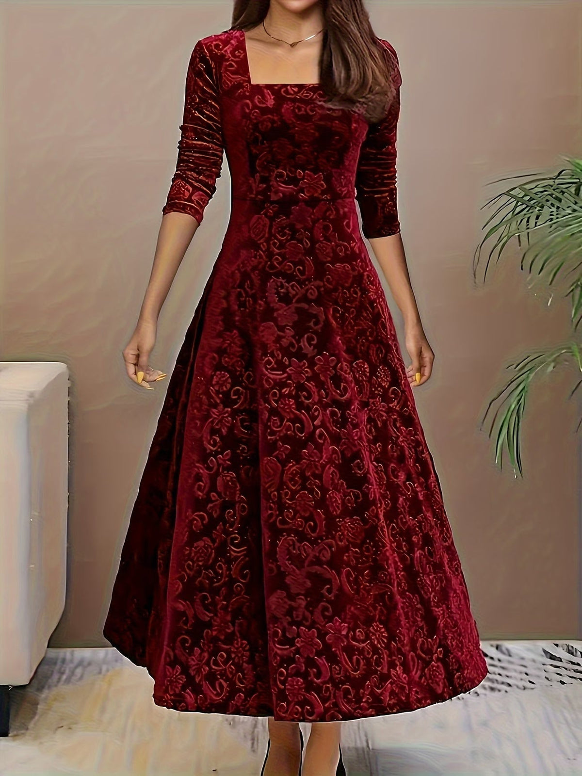 Renata | Elegant Mid Sleeve Floral Dress 1