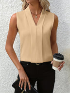 Marcella | Sleeveless Pleated V-Neck Blouse 5
