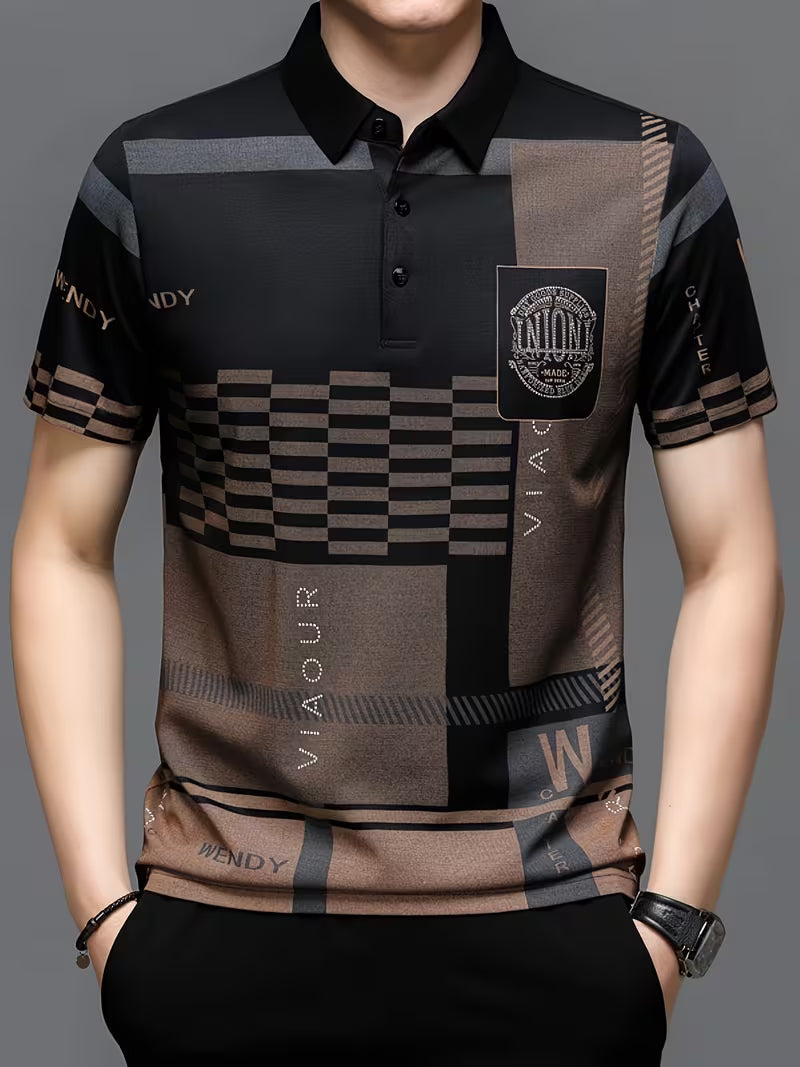 Damian | Geometric Pattern Polo Shirt 1