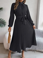 Isabella | Long-Sleeve Belted Waist Midi Dress 11