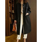 Women's Button-Front Long Jacket with Pockets 2