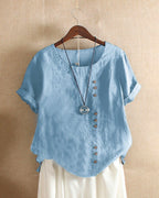 Adeline | Short Sleeve Round Neck Blouse 7