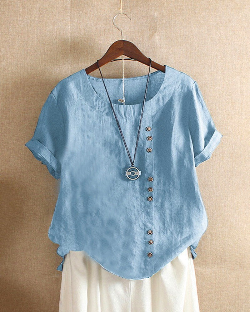 Adeline | Short Sleeve Round Neck Blouse 7
