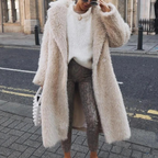Women's Long Teddy Coat Open Front Relaxed Fit 5