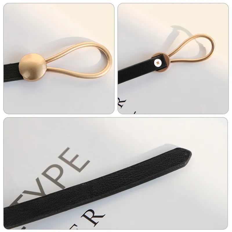 Women's Knot Strap Belt with Gold Buckle for Dress Waist 16