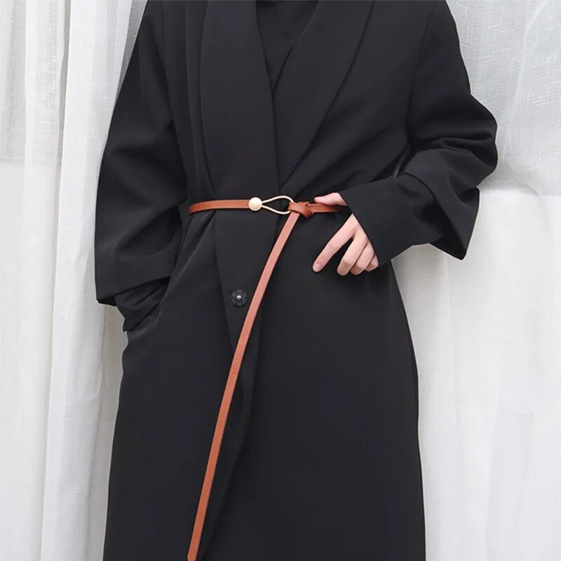 Women's Knot Strap Belt with Gold Buckle for Dress Waist 15