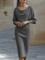 Lydia | Elegant Round Neck Midi Dress 14