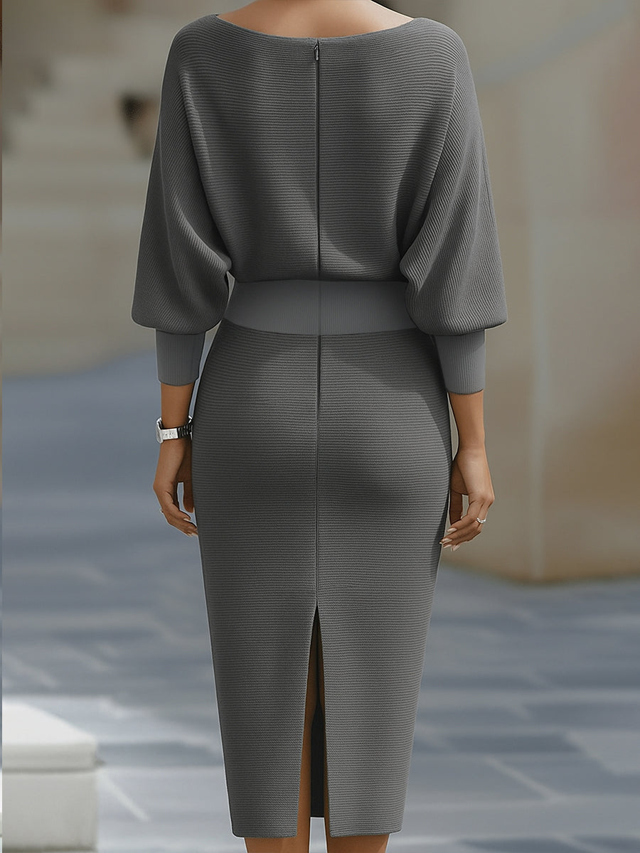 Liora | Elegant Draped Batwing Midi Dress 5