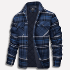 Men's Quilted Flannel Shirt Jacket Button-Down Plaid 4