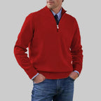 Men's Half-Zip Sweater with Ribbed Collar for Layering 1
