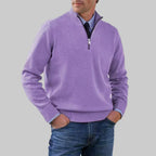 Men's Half-Zip Sweater with Ribbed Collar for Layering 9