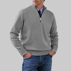 Men's Half-Zip Sweater with Ribbed Collar for Layering 2