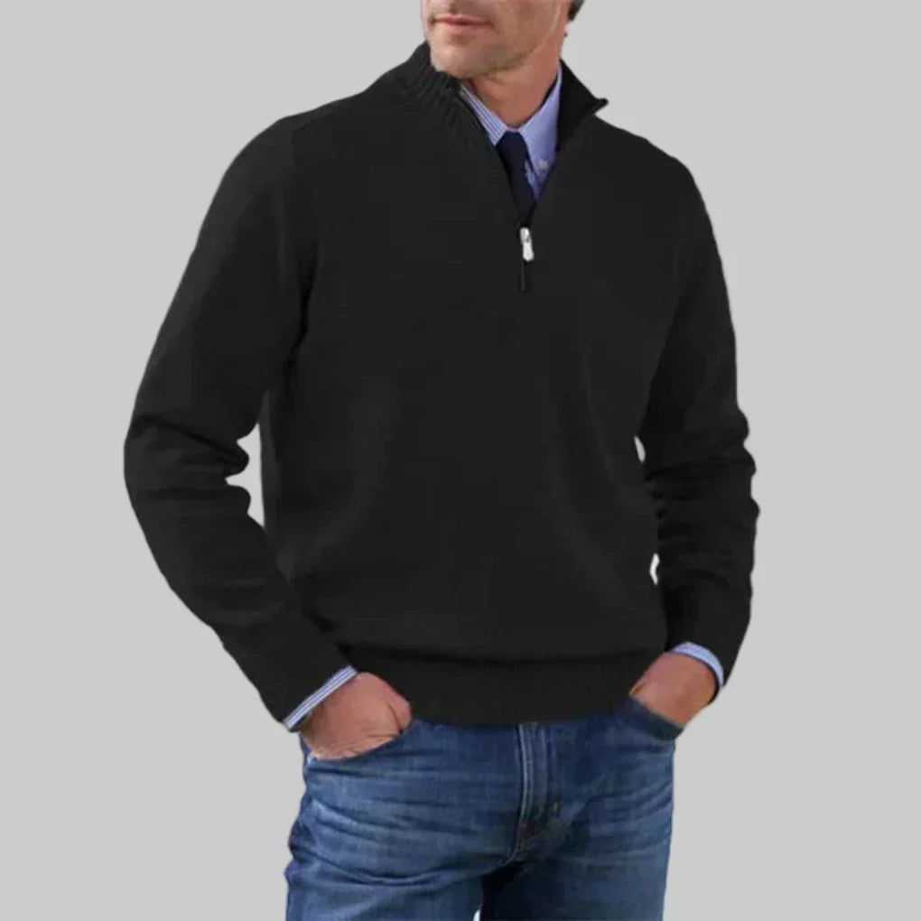 Men's Half-Zip Sweater with Ribbed Collar for Layering 3