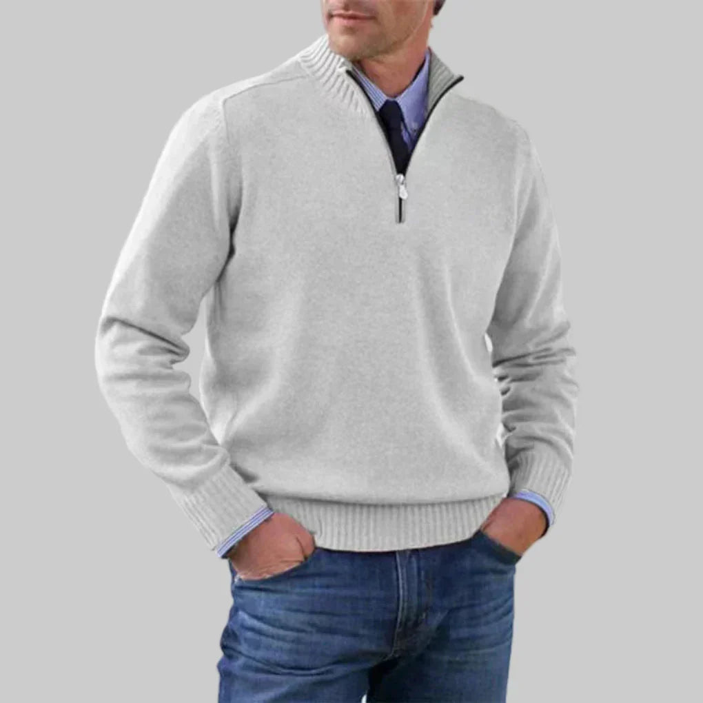Men's Half-Zip Sweater with Ribbed Collar for Layering 4