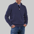 Men's Half-Zip Sweater with Ribbed Collar for Layering 11