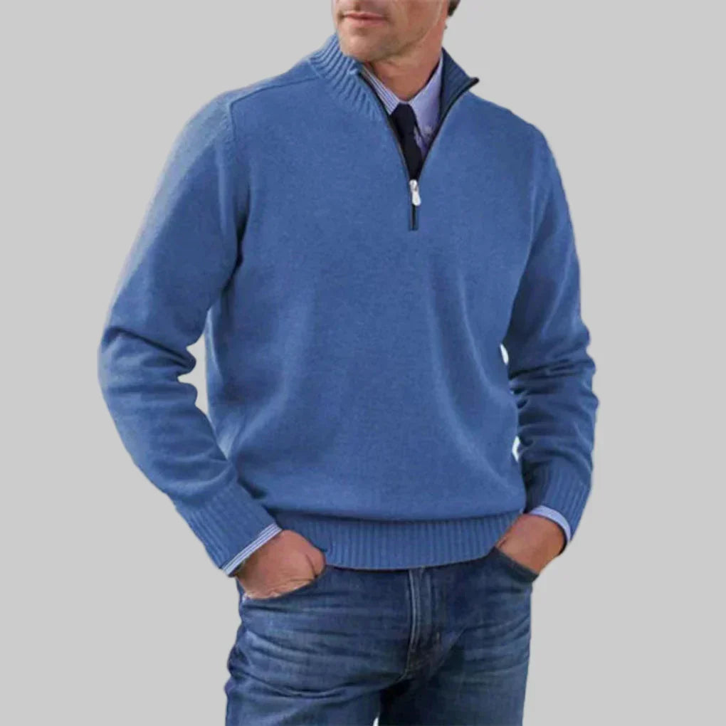 Men's Half-Zip Sweater with Ribbed Collar for Layering 6