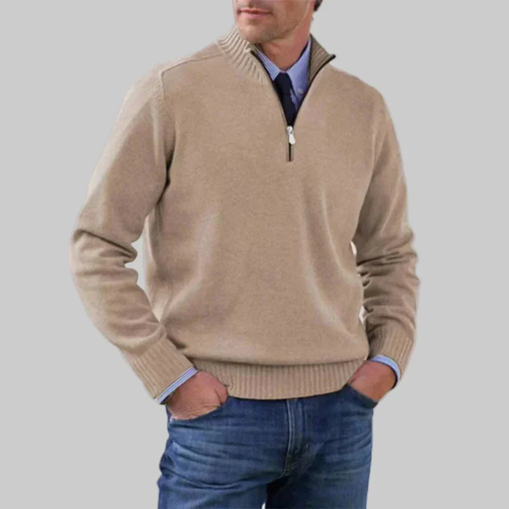 Men's Half-Zip Sweater with Ribbed Collar for Layering 7