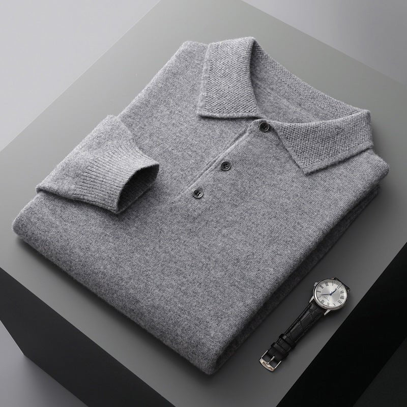 Men's Long Sleeve Polo Shirt with Ribbed Collar 2