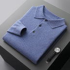Men's Long Sleeve Polo Shirt with Ribbed Collar 3