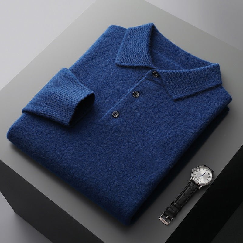 Men's Long Sleeve Polo Shirt with Ribbed Collar 4