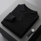 Men's Long Sleeve Polo Shirt with Ribbed Collar 5