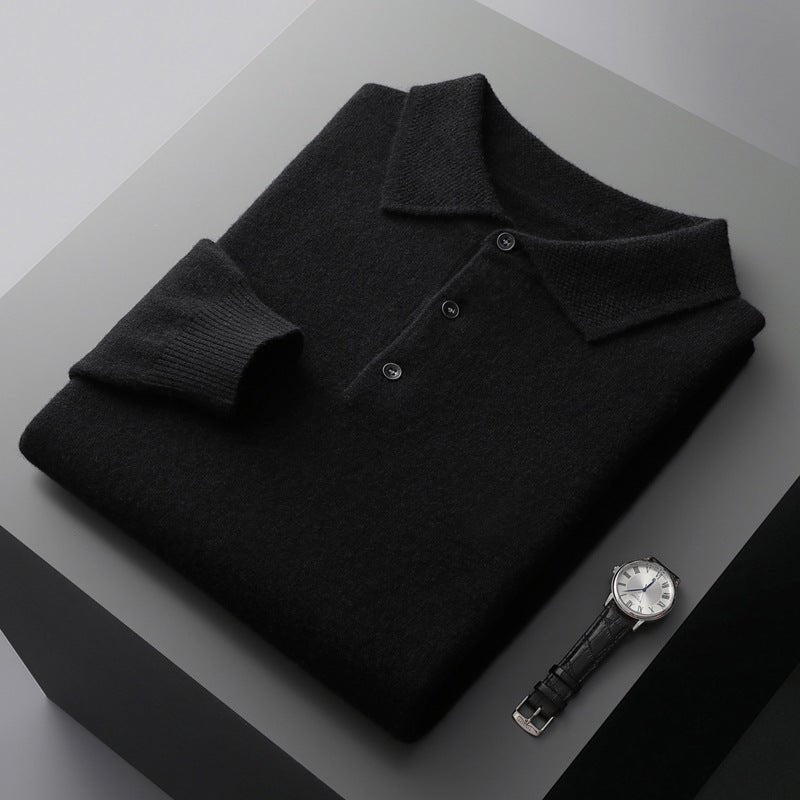 Men's Long Sleeve Polo Shirt with Ribbed Collar 5