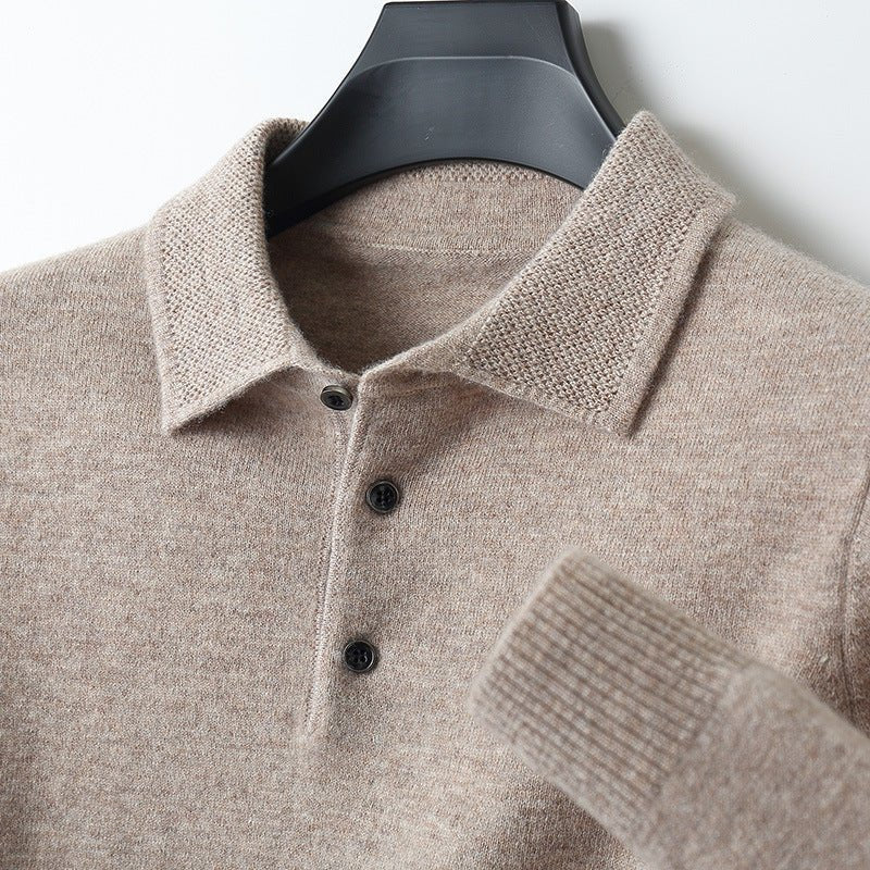 Men's Long Sleeve Polo Shirt with Ribbed Collar 6