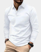 Men's Long Sleeve Polo Shirt Slim Fit Button Collar 3