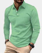 Men's Long Sleeve Polo Shirt Slim Fit Button Collar 4