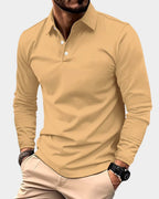 Men's Long Sleeve Polo Shirt Slim Fit Button Collar 5
