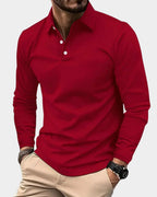 Men's Long Sleeve Polo Shirt Slim Fit Button Collar 6