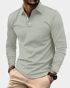 Men's Long Sleeve Polo Shirt Slim Fit Button Collar 7
