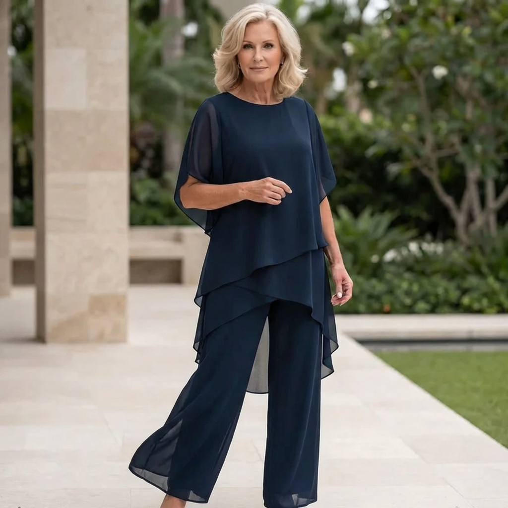 Rowena | Elegant Draped Palazzo Pants Set 1