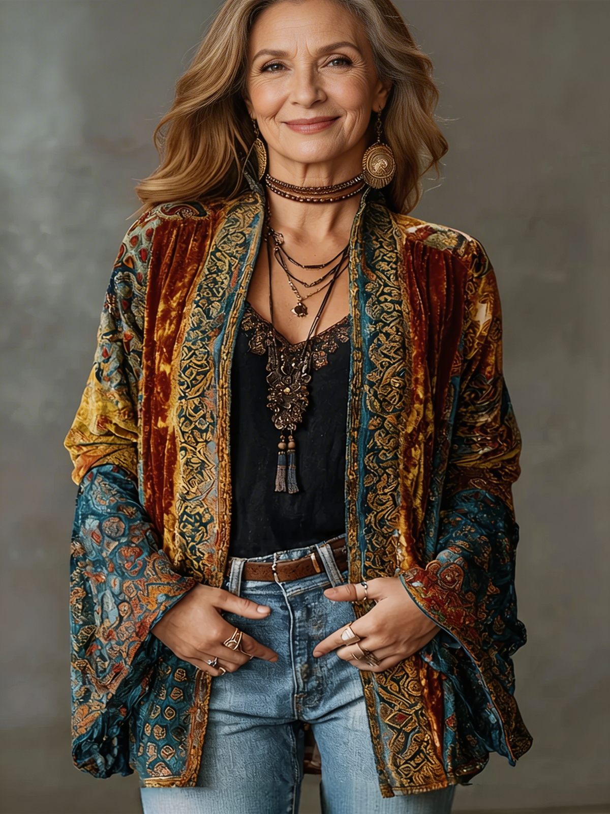 Amelie | Stylish Velvet-Touch Bohemian Cardigan 1