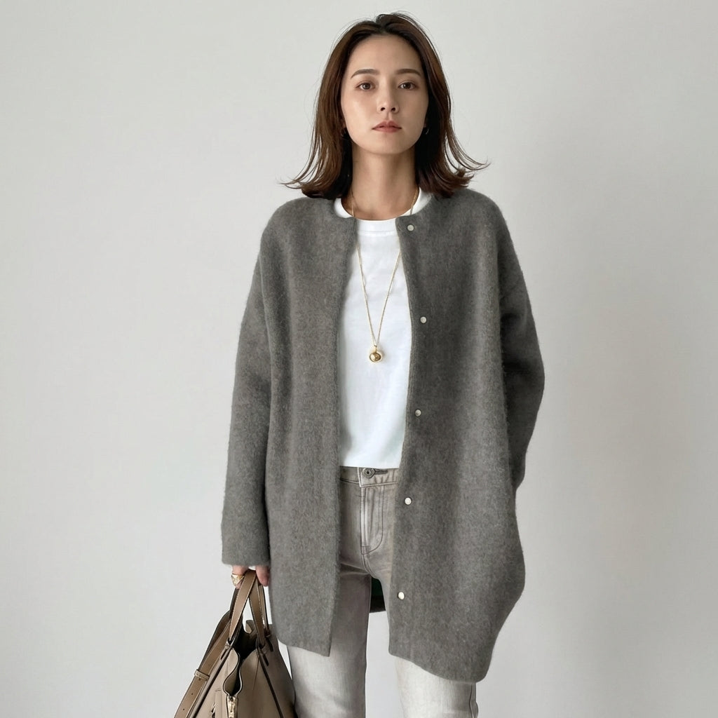 Women's Button-Front Cardigan with Ribbed Cuffs 8