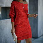 Women's Sequin Off-Shoulder Mini Dress with 3/4 Sleeves 3