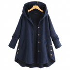 Women's Quilted Hooded Jacket with Button Front Closure 1
