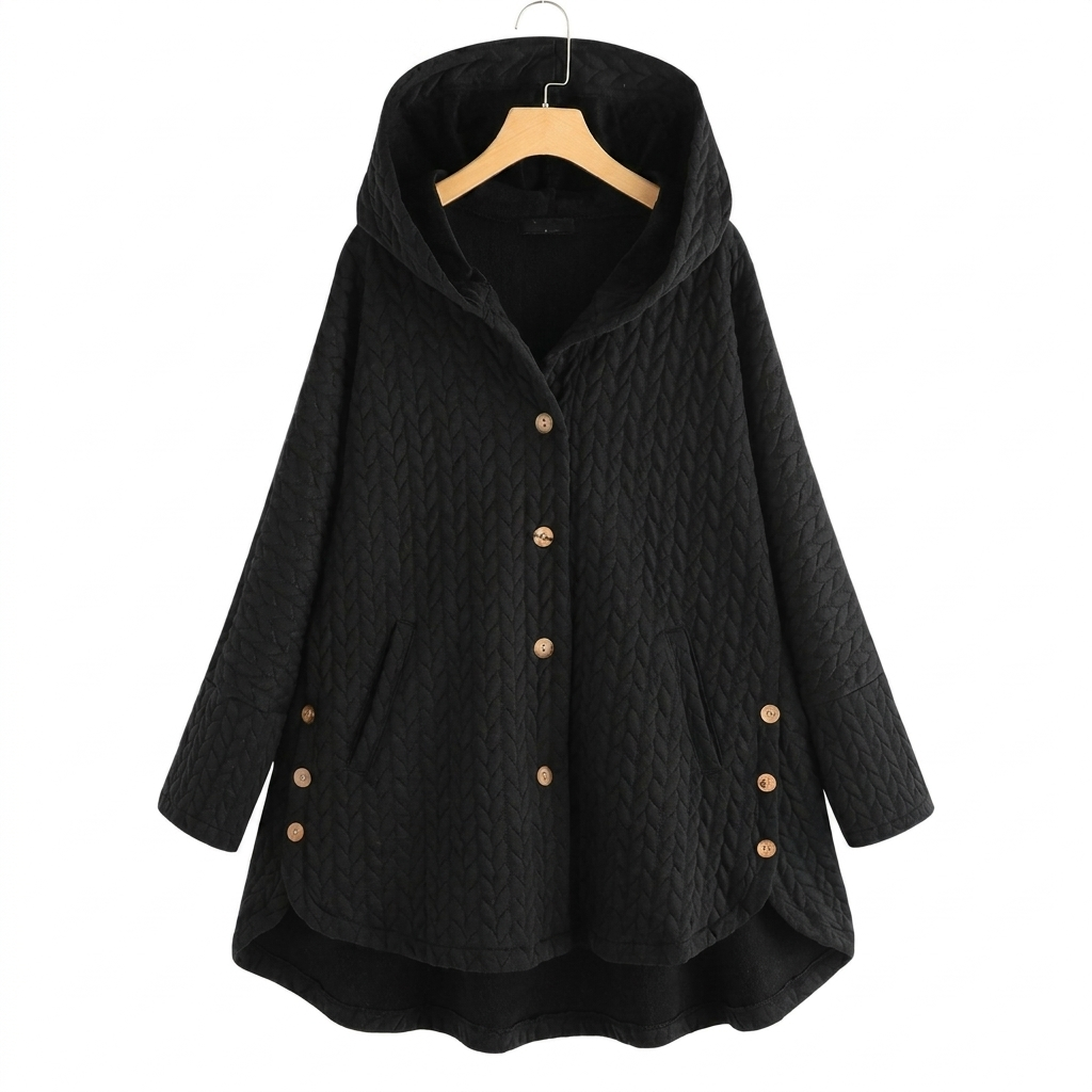 Women's Quilted Hooded Jacket with Button Front Closure 4