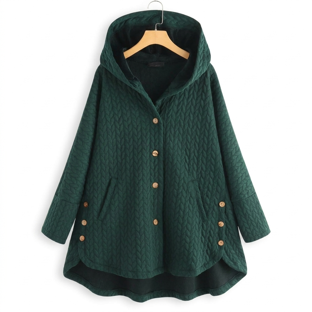 Women's Quilted Hooded Jacket with Button Front Closure 5