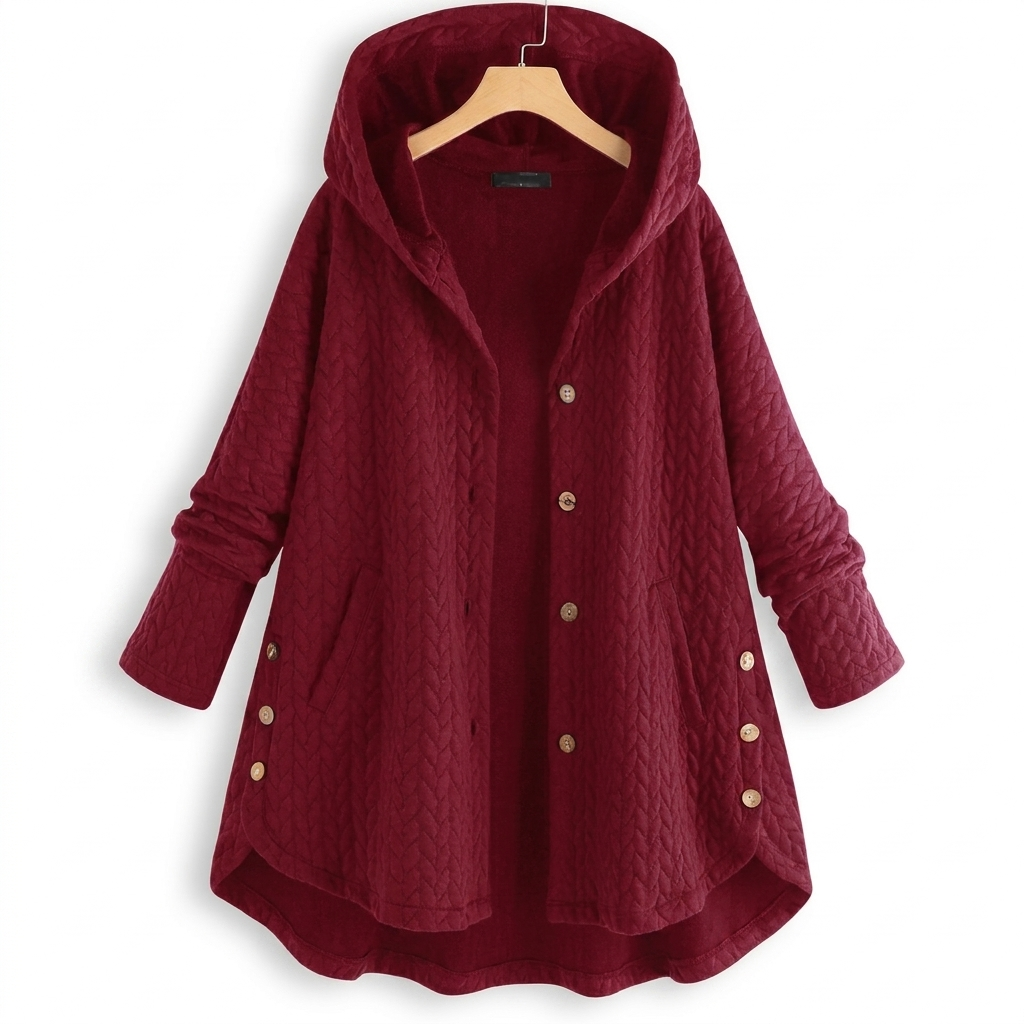 Women's Quilted Hooded Jacket with Button Front Closure 3