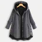 Women's Quilted Hooded Jacket with Button Front Closure 2
