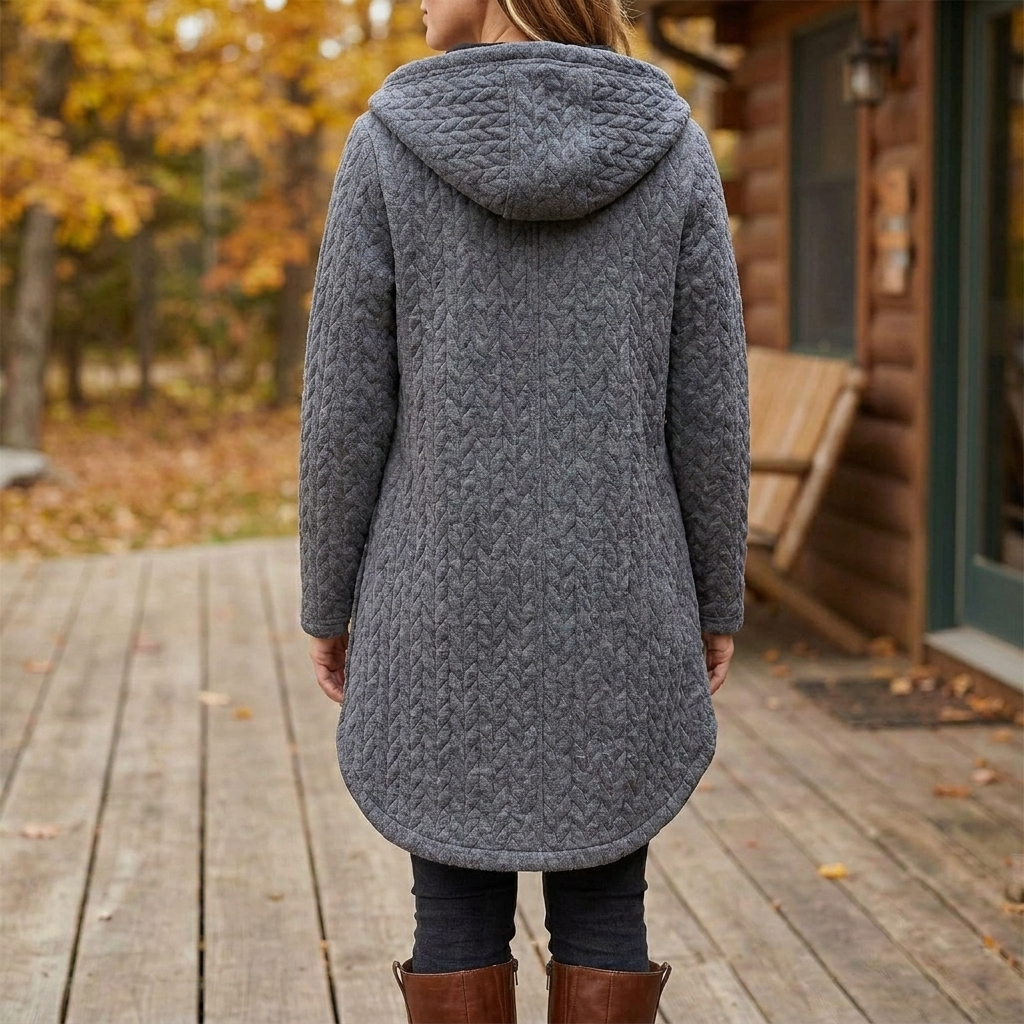 Women's Quilted Hooded Jacket with Button Front Closure 7