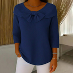 Women's Ribbed Sweater with Bow Detail Three-Quarter Sleeve 5