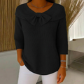 Women's Ribbed Sweater with Bow Detail Three-Quarter Sleeve 6