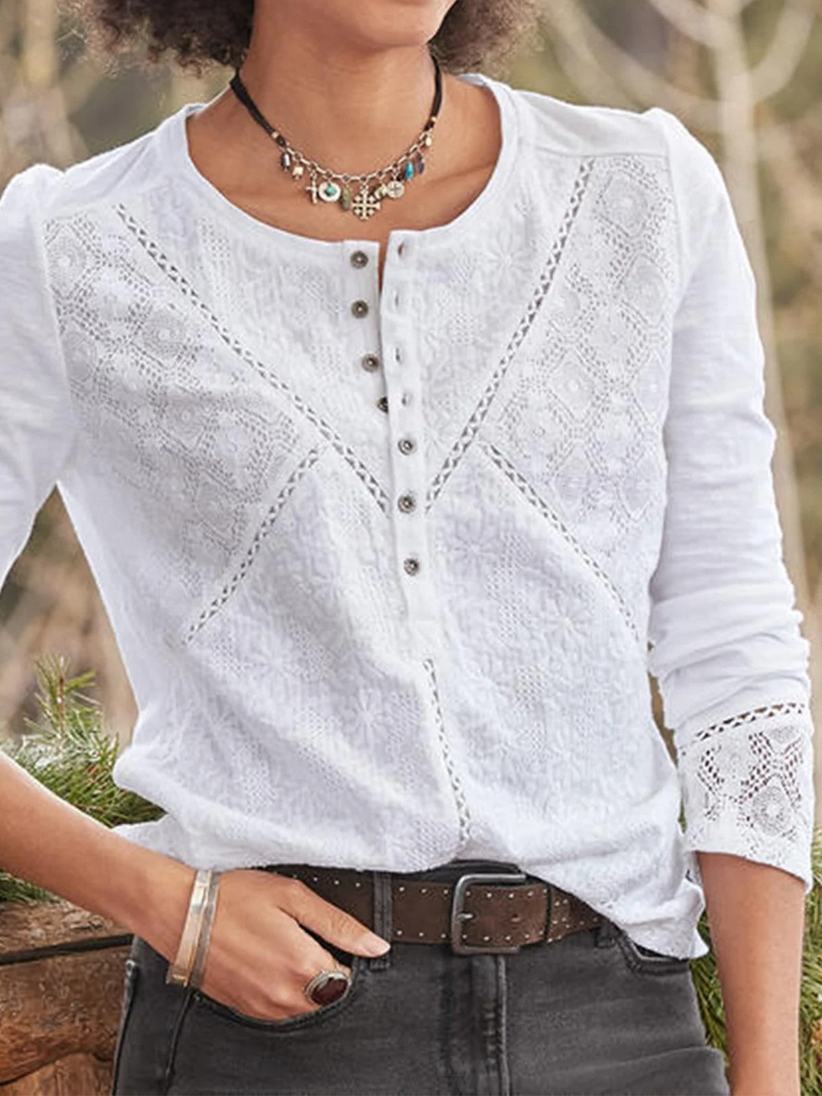 Brigitte | Delicate Lace-Trimmed Blouse 1