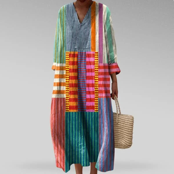 Fabrine | Stylish Geometric V-Neck Dress 3